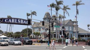 City of Carlsbad, CA downtown with transportation to Carlsbad and san Diego airport provided by city captain