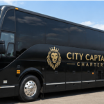 39-43 passenger mini coach with City Captain Charter logo side view